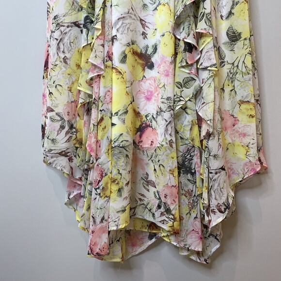 INC Floral Bouquet Lace Midi Dress Ruffle Handkerchief Sleeveless Trip 16 Plus - Picture 9 of 12